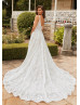 Square Neck Ivory Sequined Allover Lace Dreamy Wedding Dress